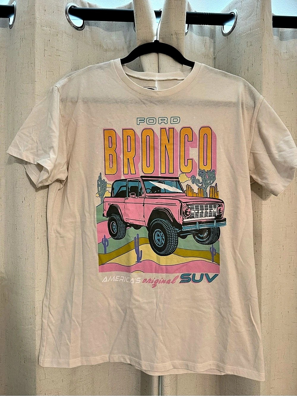 Ford Bronco Pink SUV Desert Graphic Tee White